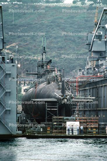 Nuclear Powered Sub, Drydock, American, Naval Base Point Loma