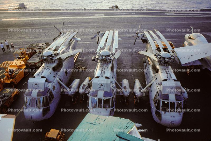 Sikorsky SH-3 Sea King, folded blades, Flight Deck of the USS Ranger