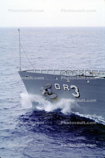 USS Kansas City, (AOR-3), Wichita Class Replenishment Oiler, OR3, Bow, Ship