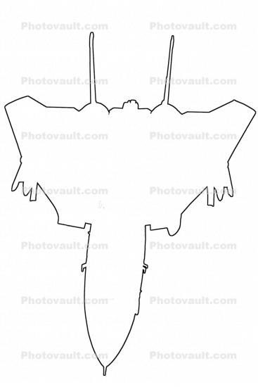 Grumman F-14 Tomcat outline, line drawing, shape
