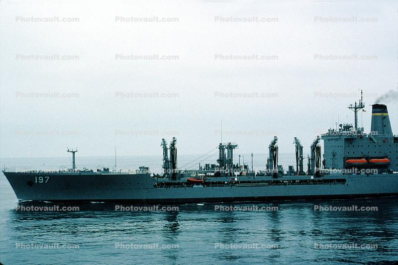 T-AO-197 Pecos, Henry JSaint Kaiser Class Fleet Oiler, USN, United States Navy, Ship, vessel, hull, 1970s