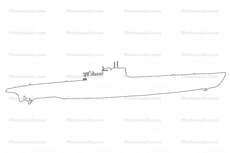 U-Boat outline, line drawing, shape