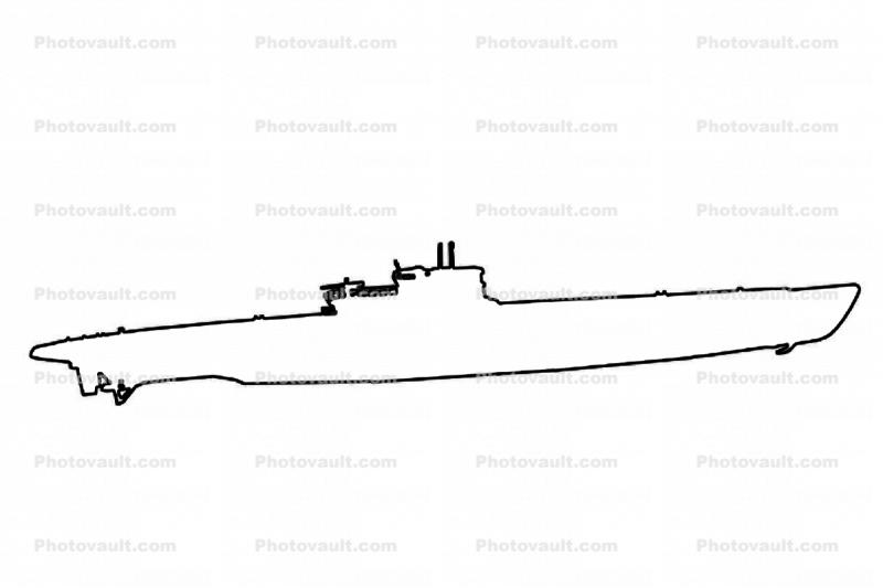 U-Boat outline, line drawing, shape