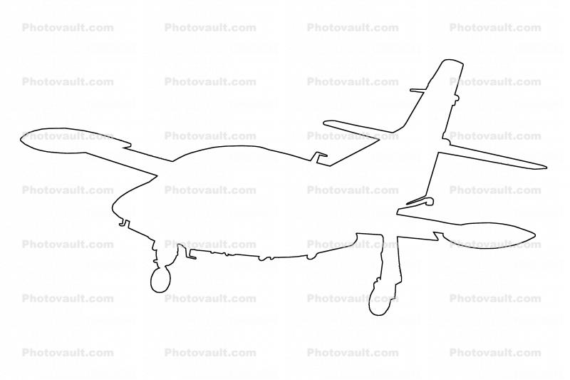North American T-2B Buckeye outline, line drawing, shape