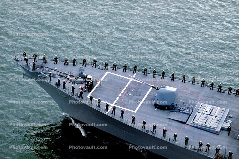 Canon, 63, Naval Sailors in attention, USS Stethem (DDG-63)