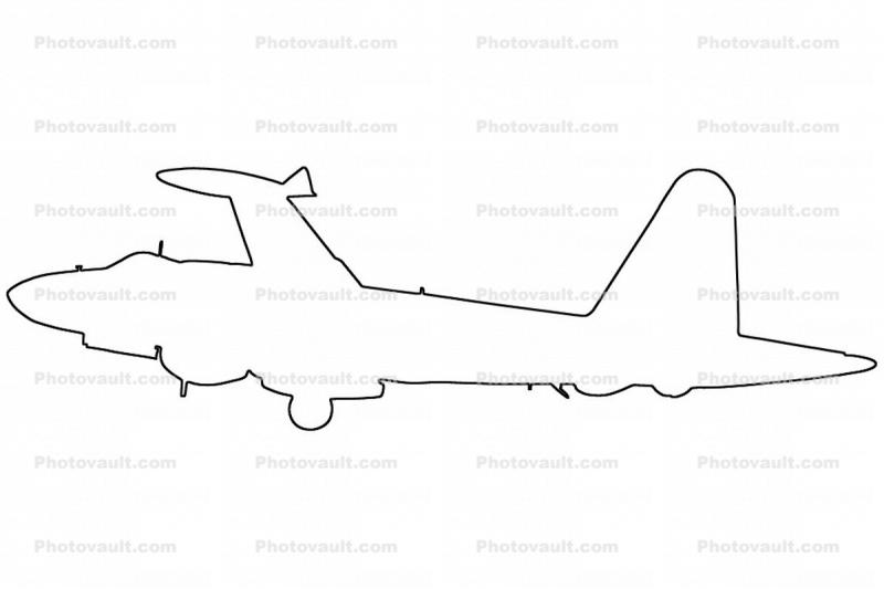 Lockheed SP-2A outline, line drawing, shape