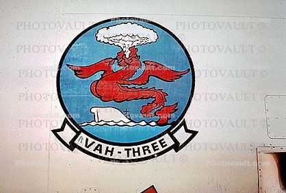 VAH-Three, VAH-3, Dragon with Nuclear Cloud, Nose Art, noseart, USN, United States Navy