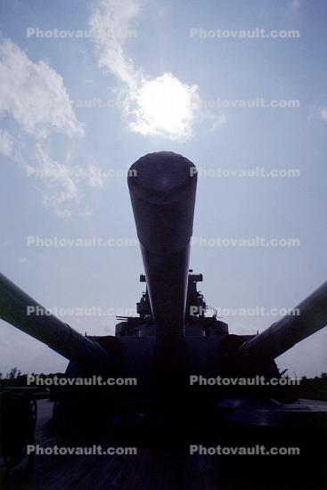 Gun Turret, Barrel, USS North Carolina (BB-55) Battleship, Cape Fear River, Riverfront, Wilmington, North Carolina