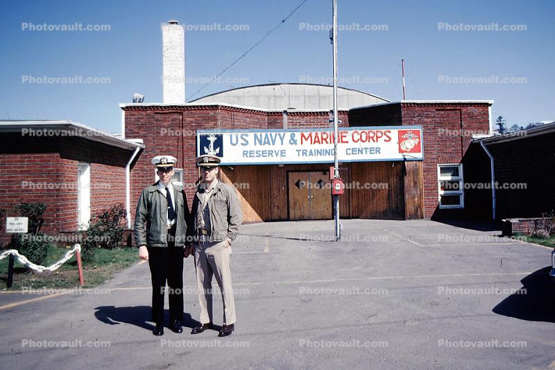 Two Men, US Navy & Marine Corps Reserve Training Center, Building, April 1971