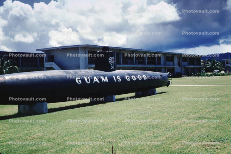 Guam is Good, Japanese Type-C Class Midget Submarine Ha-51, Navy Base, Guam, WW2, World War Two, minisub, 1940s