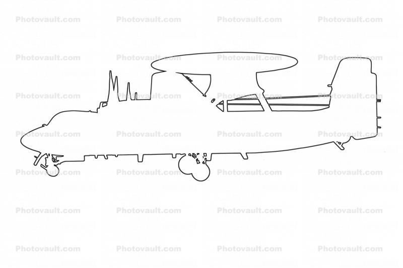 Grumman E-2C outline, line drawing, shape