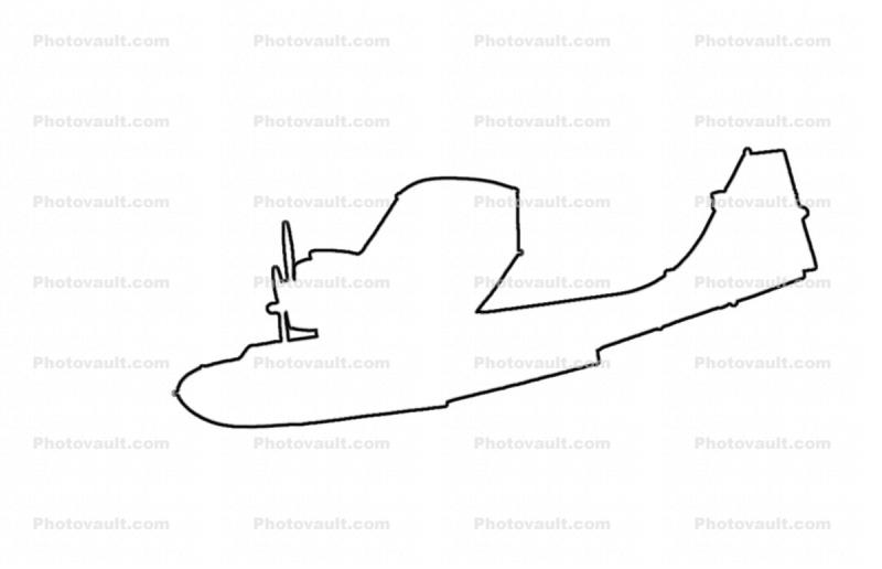 Consolidated PBY-5 Catalina Outline, line drawing