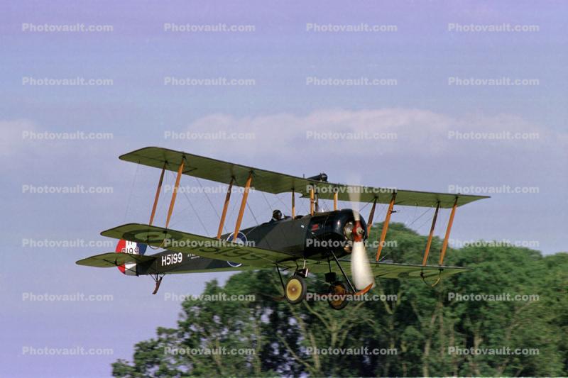 H5199, Avro 504, Flight, Airborne, Flying, taildragger