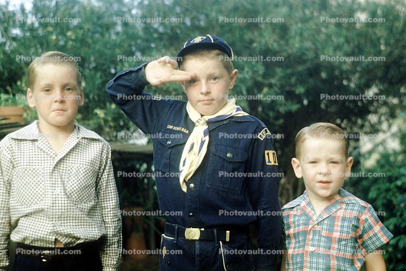Cub Scout, Saluting, retro, 1950s