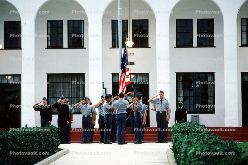 Color Guard, salute, Military School building, teens, boys