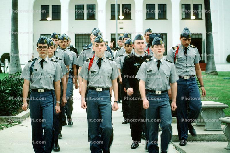 Military School building, teens, boys, cadets, uniform