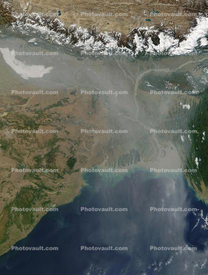 Thick Haze Over Northern India, Bay of Bengal, Brahmaputra, Ganges River