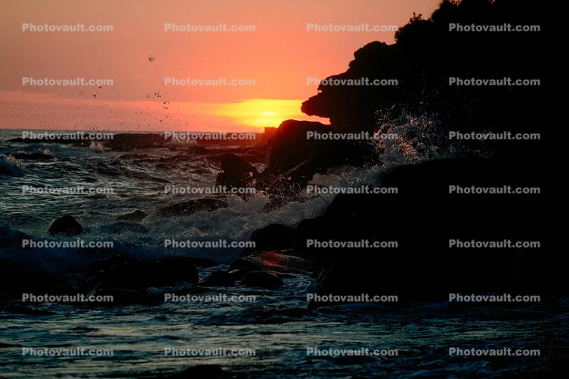 Pacific Ocean, sunset, waves
