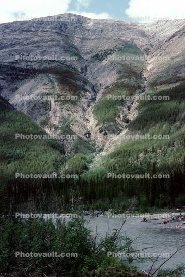 River near Muncho Lake, Mountains, water, June 1993