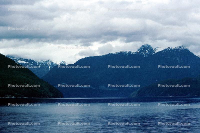 Desolation Sound, fjord, Mountains, water, coast, coastline, clouds, April 1996