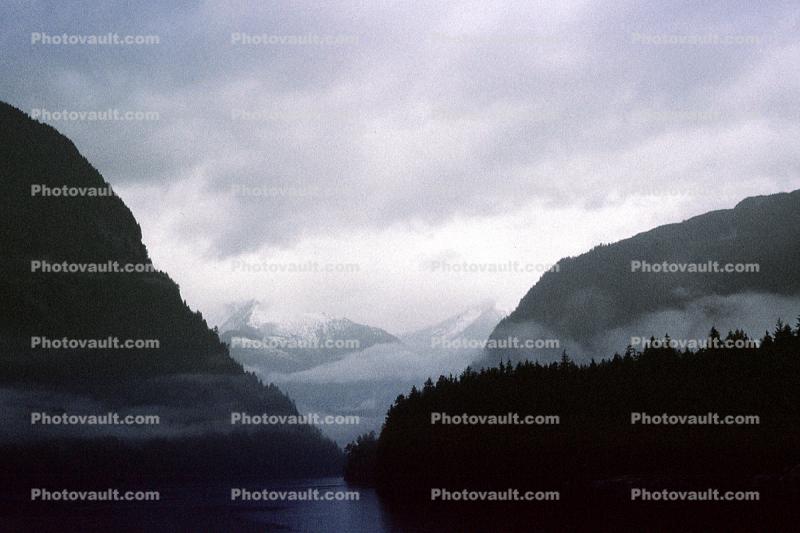 Princess Louisa Inlet, fjord, Mountains, water, coast, coastline, April 1996