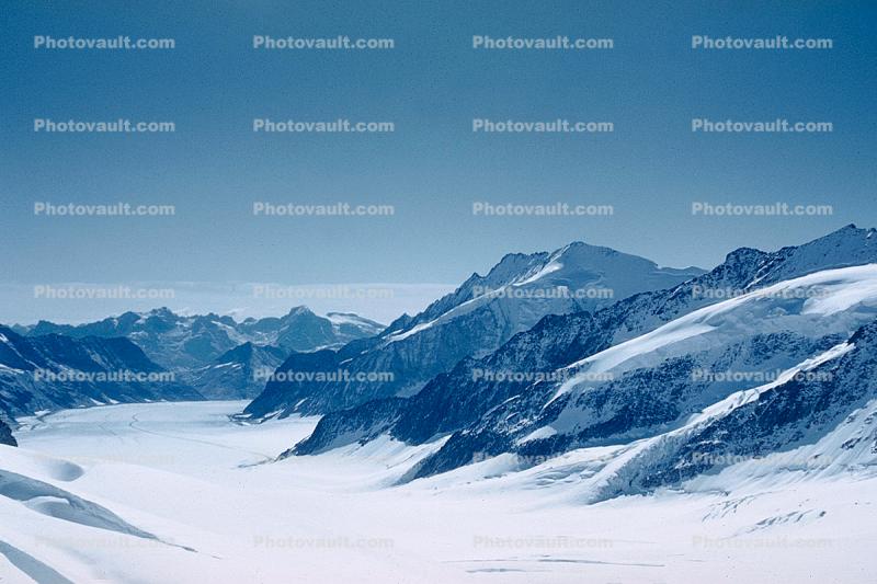 Alatsch Glacier, mountains, snow, near Jungfraujoch 
