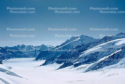 Alatsch Glacier, mountains, snow, near Jungfraujoch 