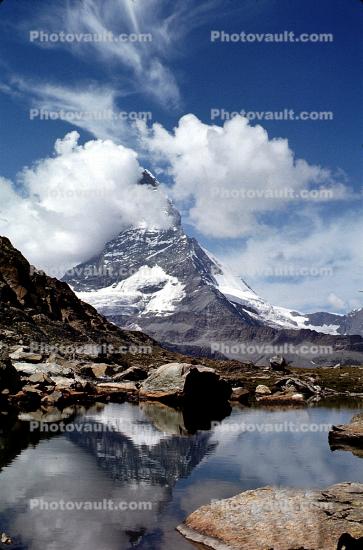 Lake, Reflection, Clouds, Matterhorn in the Summer, Summertime, water
