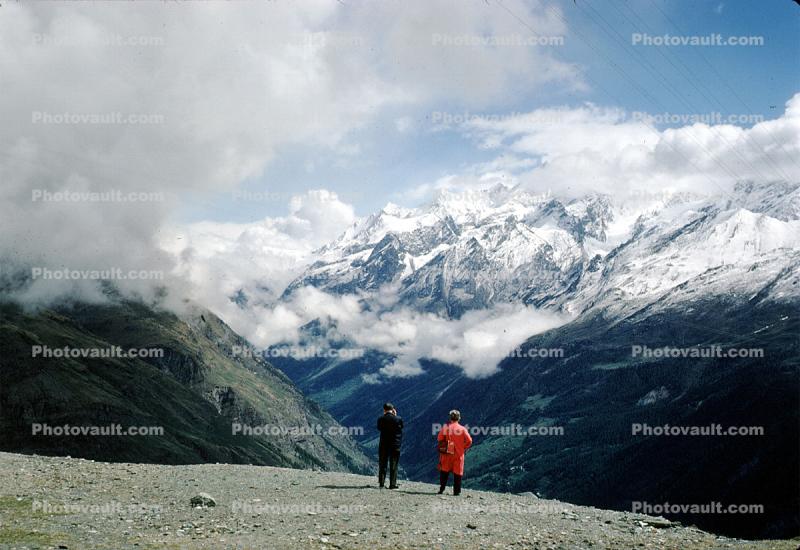 Snow, Valley, Clouds, Mountains, People, Schwarzee
