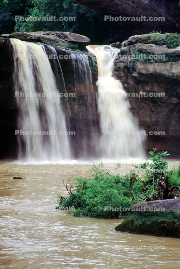 Waterfall, cascade, rocks, lake, river, water