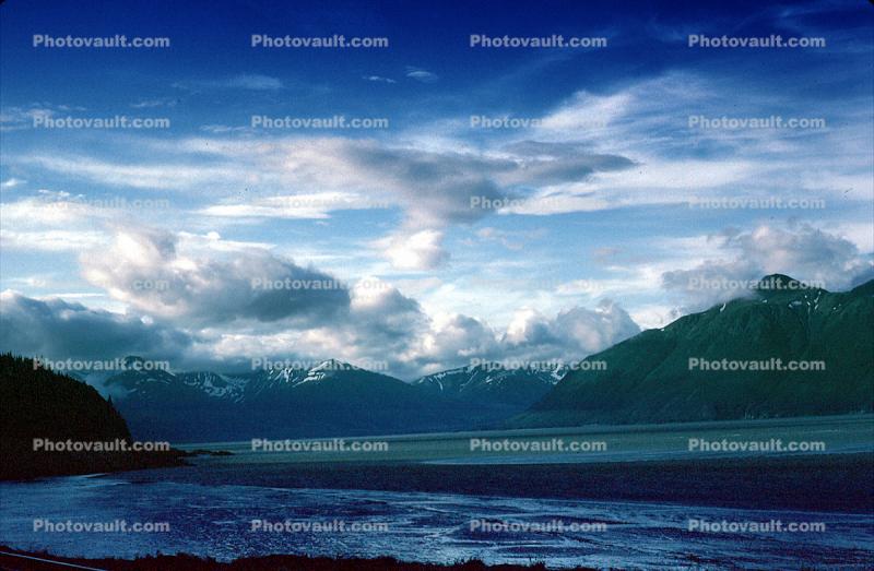 Turnagain Arm, Seward Highway, Mountains, Coast, Clouds