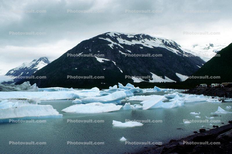 Portage Glacier, icebergs, mountains