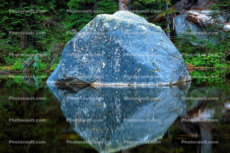 Reflecting Boulder, lake, pond, reflection, rock, water