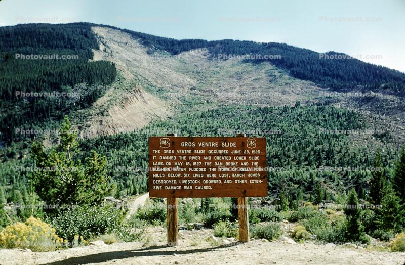 Gros Ventre landslide, Bridger-Teton National Forest, Wyoming, Signage, rockslide, rock slide, mudslide
