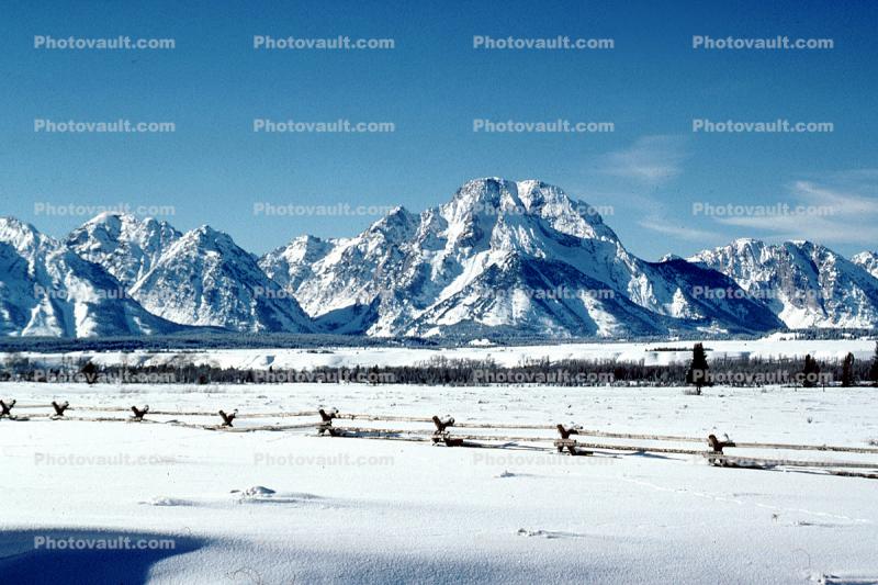 Fence, Snow, Mountains