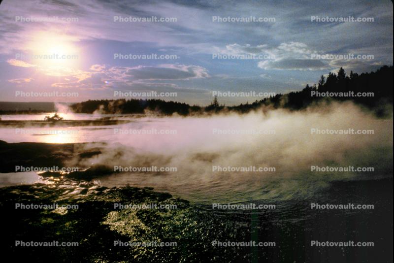 steam, sun, clouds, geyser, Hot Spring, Geothermal Feature, activity