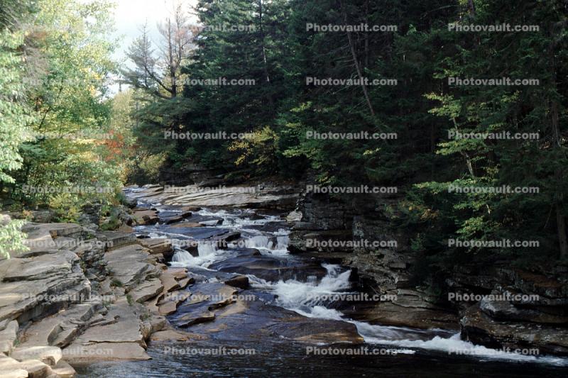 rocks, water, river, stream, woodland, cascade