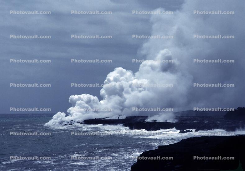 Lava flows into the ocean, the Big Island