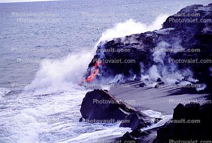 lava flows into the ocean