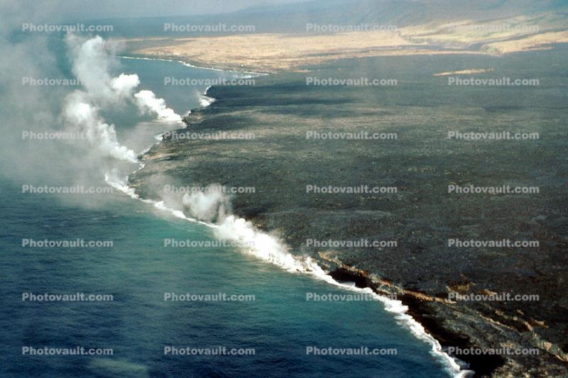 lava flows into the ocean, the Big Island