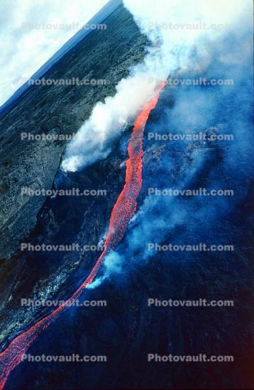 Lava Flow, Big Island of Hawaii, Smoke, Eruption