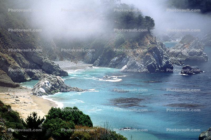 Big Sur, Coastal, rocks, fog, Pacific Ocean