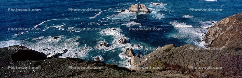 Big Sur, Panorama, coast, coastline, cliffs, hills, mountains, waves, rocks
