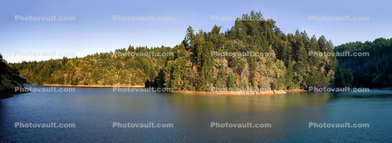 Alpine Lake Reservoir Panorama, Marin County, water