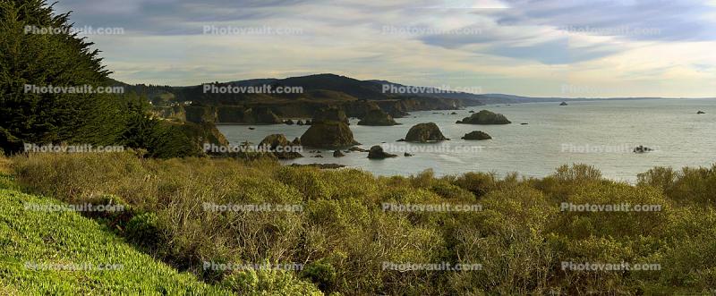 Mendocino County, Coastline, Pacific Ocean, Panorama