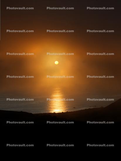 Sun, Sunset, Fog, Bodega Bay, Sonoma County, Coast, Coastline