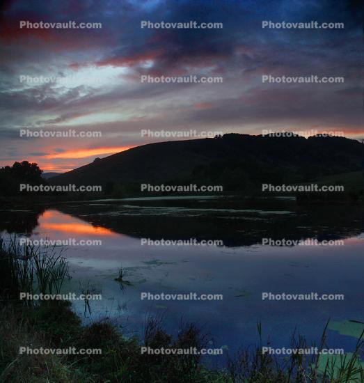Pond, Water, Sunset, Reflection, Reservoir, Lake