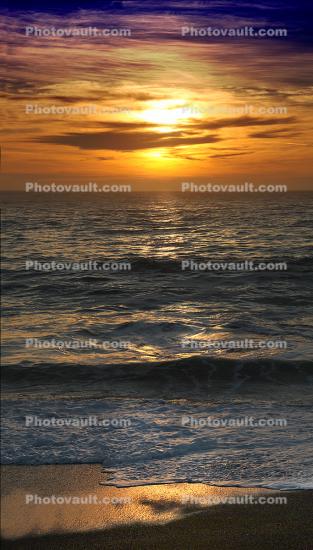 Beach, Wave, Sonoma County Coast, Sunset, sunrise, clouds