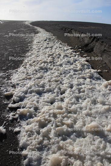 Foam from the Pacific Ocean, Russian River mouth, Sonoma County, Beach, sand