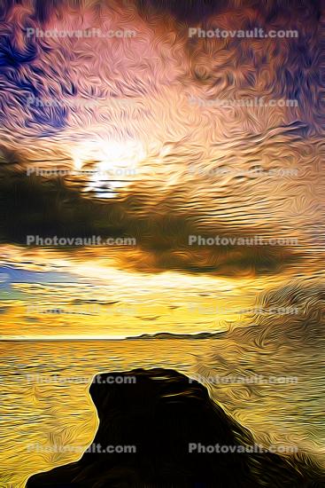 Golden Sunset Etching, Paintography